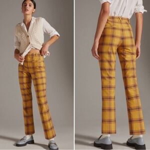 Yellow Plaid Anthropologie pants